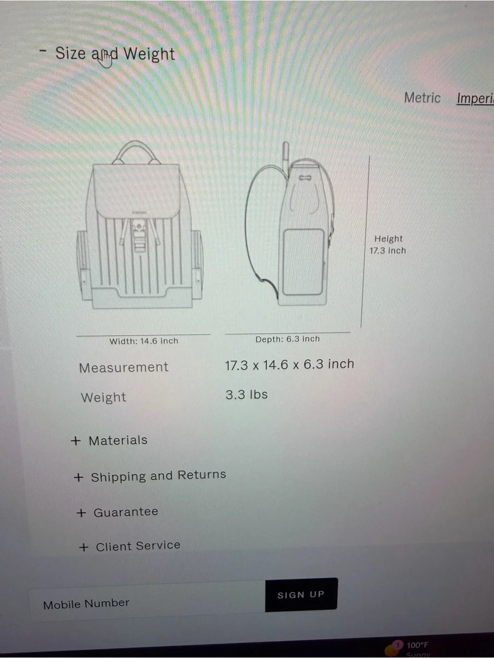 RIMOWA Black Leather Men's Backpack with Front Flap, used only once.